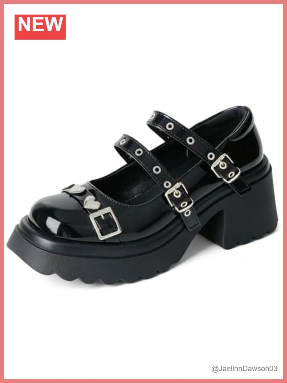 Platform Mary Jane Heels Chunky Gothic Kawaii PU Round Toe Block Heel